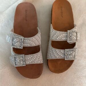 Bamboo Women's White Studded Sandals Size 9